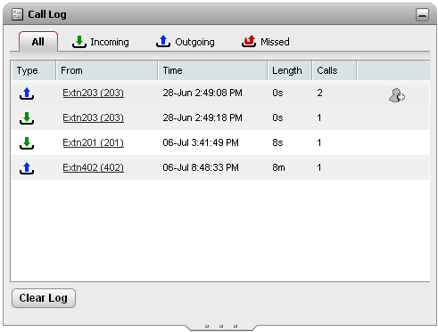 one-X Call Log Gadget